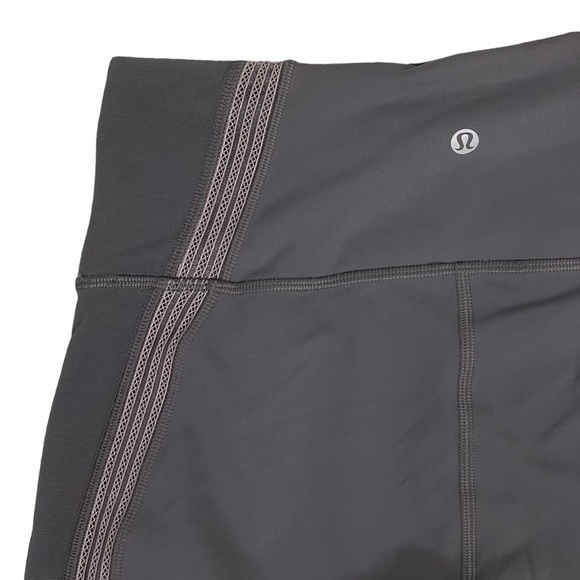 Lululemon Leggings 8 Power Lines Pant 28" Titanium Dark Chrome Gray Mesh Detail - Picture 7 of 11